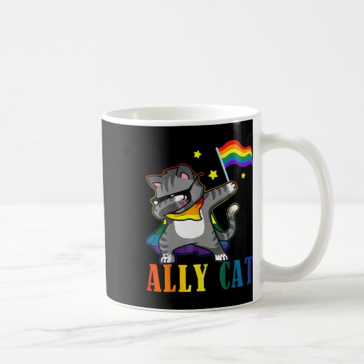 Rainbow Lgbt Lesbian Pride Funny Cat Dabbing Kaffeetasse (Rechts)