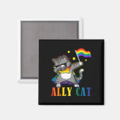 Rainbow Lgbt Lesbian Pride Funny Cat Dabbing Magnet (Vorderseite/Rückseite)