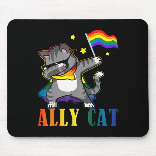 Rainbow Lgbt Lesbian Pride Funny Cat Dabbing Mousepad (Vorne)
