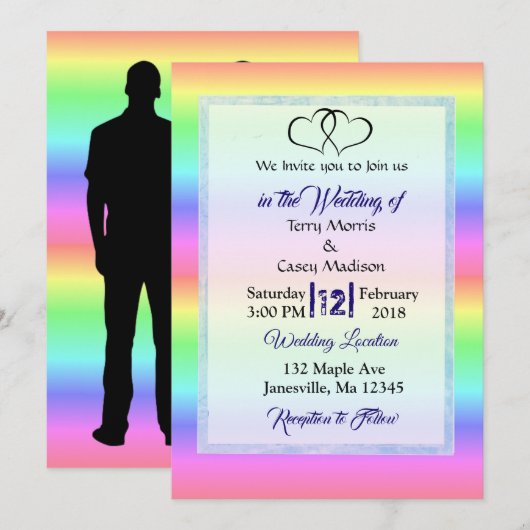 Rainbow LGBT Wedding Einladungen (Vorne/Hinten)