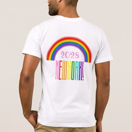Rainbow LGBTQ Add Year oder Text New York Prix T-Shirt (Rückseite)