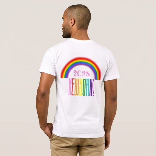 Rainbow LGBTQ Add Year oder Text New York Prix T-Shirt (Schwarz voll)