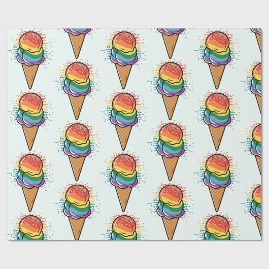 Rainbow LGBTQ+ Eiscreme Geschenkpapier (Flach)