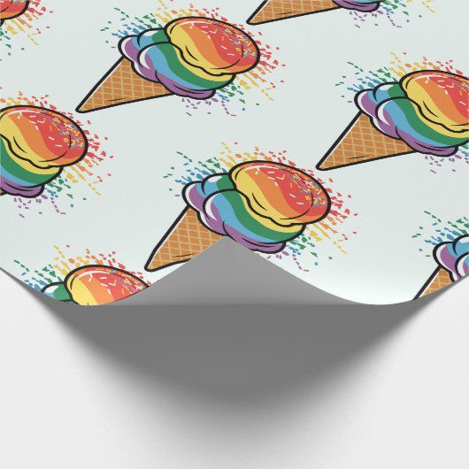 Rainbow LGBTQ+ Eiscreme Geschenkpapier (Ecke)