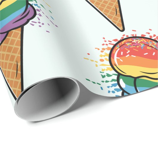 Rainbow LGBTQ+ Eiscreme Geschenkpapier (Rolleneckpunkt)
