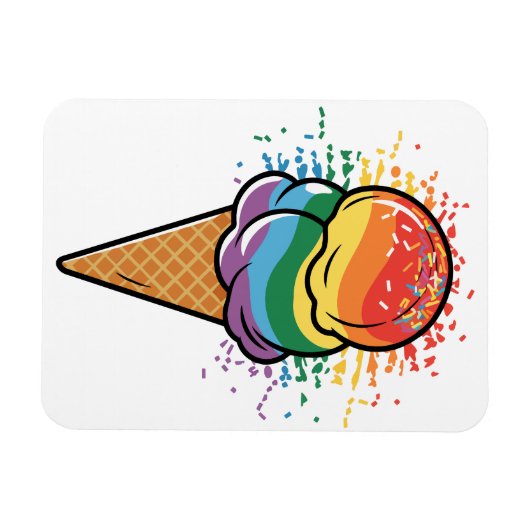 Rainbow LGBTQ+ Eiscreme Magnet (Horizontal)