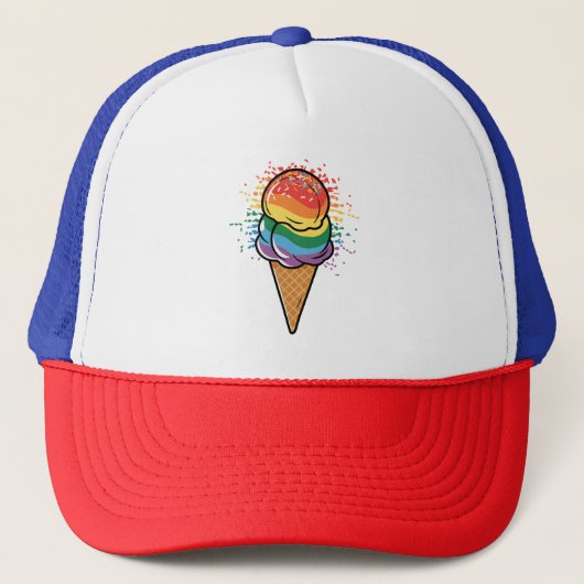 Rainbow LGBTQ+ Eiscreme Truckerkappe (Vorderseite)