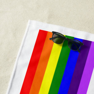 Rainbow LGBTQ+ Fahne stylisches Strandtuch (weiß)