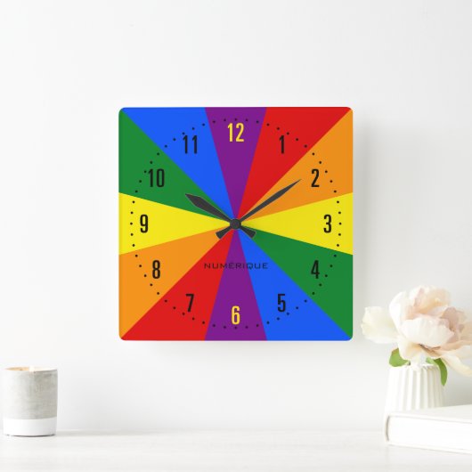 Rainbow LGBTQ Flag American Pride Diversity Quadratische Wanduhr (Zuhause)