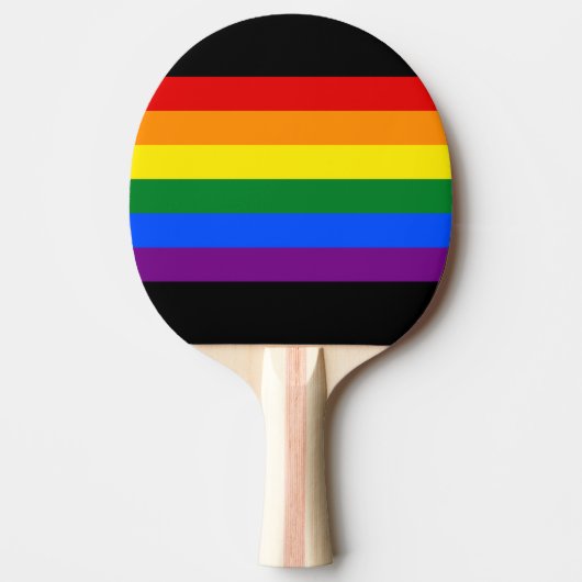 Rainbow LGBTQ+ Flag Ping Pong Paddle Bat (schwarz) Tischtennis Schläger (Vorderseite)