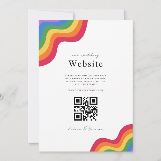 Rainbow LGBTQ Gay QR Code Pride All in One Wedding Einladung (Rückseite)
