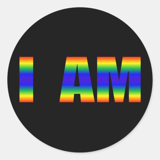 Rainbow LGBTQ Pride I AM Classic Round Sticker (Vorderseite)