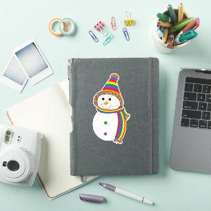Rainbow LGBTQ Pride Snowman Snowperson Flag Aufkleber
