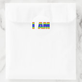 Rainbow LGBTQ Prix I AM White Background Runder Aufkleber (Tasche)