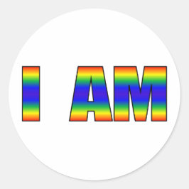 Rainbow LGBTQ Prix I AM White Background Runder Aufkleber