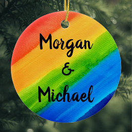 Rainbow LGBTQ Weihnachtsfeiertag Keramik Ornament