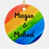 Rainbow LGBTQ Weihnachtsfeiertag Keramik Ornament (Hinten)
