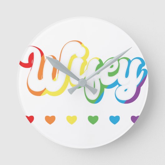Rainbow LGBTQIA Lesbische Schwulenunterstützung Runde Wanduhr (Vorderseite)