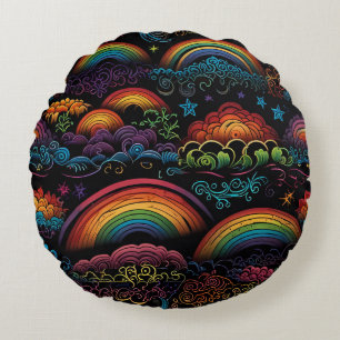 Rainbow LGBYQ Design Rundes Kissen