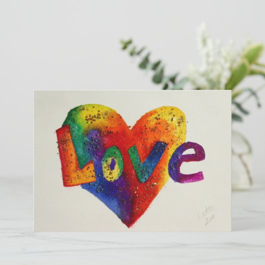 Rainbow-Liebe Einladung, Einladung oder Ankündigun (Stehend Vorderseite)