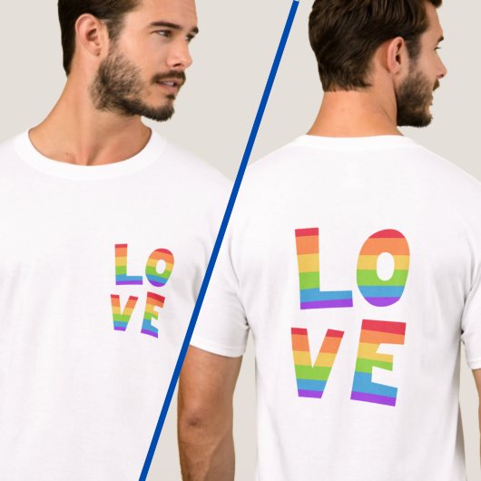 Rainbow LIEBE Gay Pride LGBTQ Doppelseitenaufdruck T-Shirt