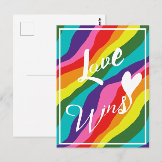 Rainbow Liebe gewinnt Postkarte (Vorne/Hinten)