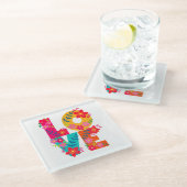 Rainbow-Liebe Glasuntersetzer (Schrägansicht)