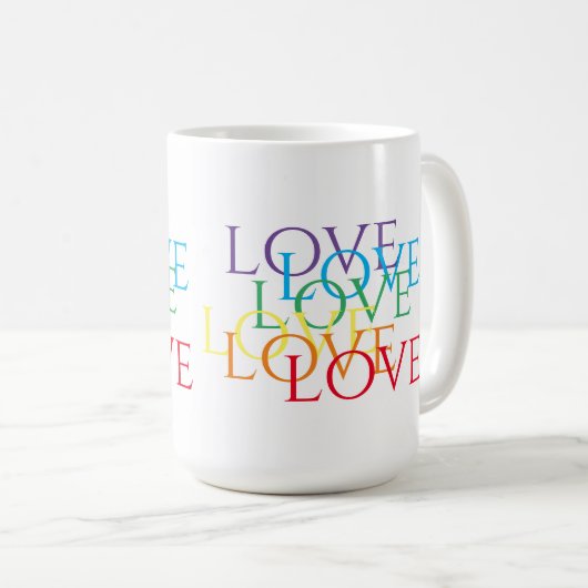 RAINBOW LIEBE Große weiße Tasse (VorderseiteRechts)