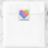 Rainbow Liebe Heart Geometric Muster Personalisier Quadratischer Aufkleber (Tasche)