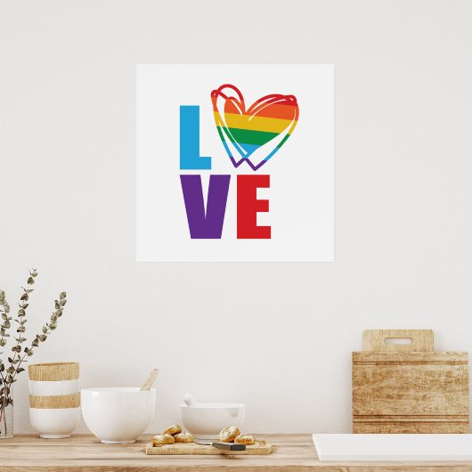 Rainbow Liebe Heart Square Poster (Küche)