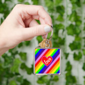 Rainbow Liebe Herz Classic Pride Dynamische Streif Schlüsselanhänger (Hand)