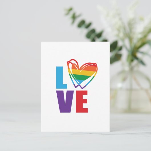 Rainbow Liebe Herz Postkarte (Stehend Vorderseite)