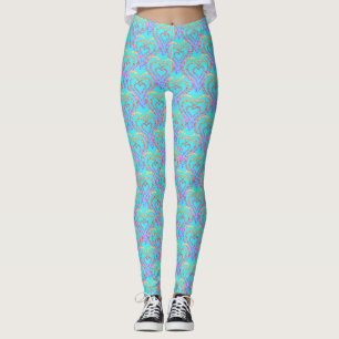 Rainbow Liebe Herzmuster über Aquamarinem Licht Leggings