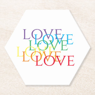 RAINBOW LIEBE Hexagon Paper Untersetzer