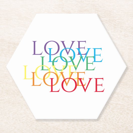 RAINBOW LIEBE Hexagon Paper Untersetzer (Vorderseite)