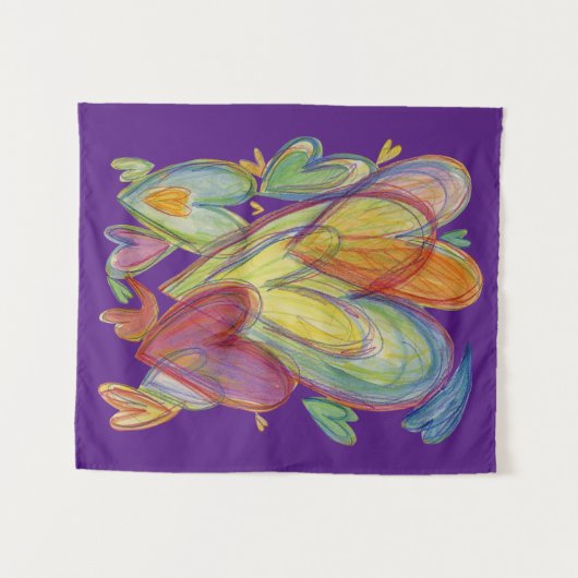 Rainbow Liebe Hört Kunstband Wandhänge Wandteppich (Vorderseite (Horizontal))