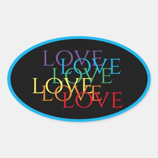 RAINBOW LIEBE II Oval Stickers / Blau (Vorderseite)