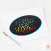 RAINBOW LIEBE II Oval Stickers / Blau (Umschlag)