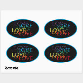 RAINBOW LIEBE II Oval Stickers / Blau (Blatt)