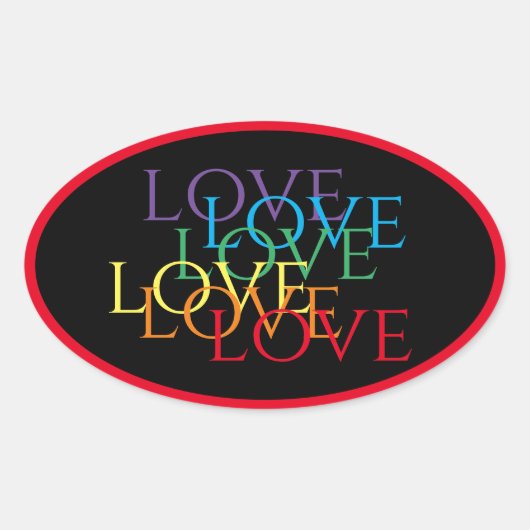 RAINBOW LIEBE II Oval Stickers / Rot (Vorderseite)