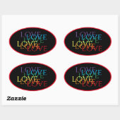 RAINBOW LIEBE II Oval Stickers / Rot (Blatt)