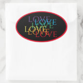 RAINBOW LIEBE II Oval Stickers / Rot (Tasche)