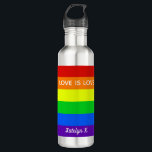 Rainbow Liebe ist Liebe Gay Pride LGBTQ Beautiful Edelstahlflasche<br><div class="desc">Gay Pride Regenbogen gestreifte Wasserflasche,  die Liebe liest ist Liebe. Niedliche LGBTQ-Unterstützung für alle Ihre schwulen,  lesbischen,  bisexuellen,  transgender und pansexuellen Freunde und Familienmitglieder. Förderung gleicher Rechte für alle Menschen,  unabhängig davon,  wer sie Liebe haben und wie sie Geschlechteridentifikation aufweisen. Ein niedliches,  fortschrittliches Design für die LGBT-Gemeinschaft.</div>