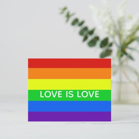 Rainbow Liebe ist Liebe Gay Pride LGBTQ Beautiful Postkarte (Stehend Vorderseite)