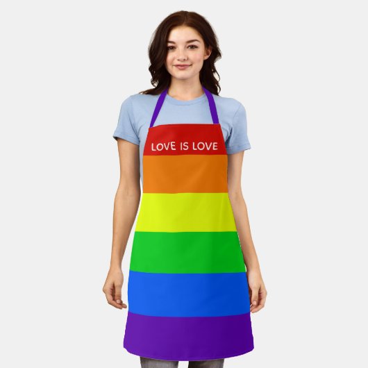 Rainbow Liebe ist Liebe Gay Pride LGBTQ Beautiful Schürze (Getragen)