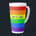 Rainbow-Liebe ist Liebe Milchtasse<br><div class="desc">LGBTQ Pride latte Tasse für alle Ihre schwulen, lesbischen, bisexuellen, transgender und pansexuellen Freunde und Familienmitglieder. Förderung gleicher Rechte für alle Menschen, unabhängig davon, wer sie Liebe haben und wie sie Geschlechteridentifikation aufweisen. Ein niedliches, fortschrittliches Geschenk für die LGBT-Gemeinschaft. Liebe ist Liebe oder fügen Sie Ihren eigenen Namen oder benutzerdefinierten...</div>