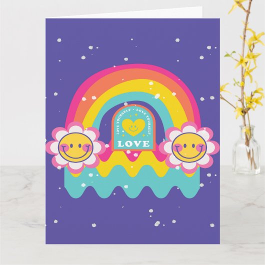 Rainbow-Liebe Karte (Gelbe Blume)