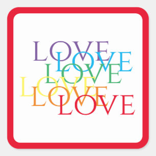 RAINBOW LIEBE Kleine Aufkleber auf dem Platz / Rot