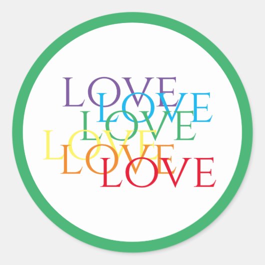 RAINBOW-LIEBE Kleine runde Sticker / Grün (Vorderseite)