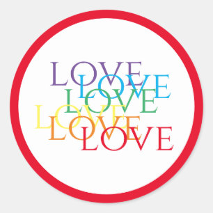 RAINBOW LIEBE Kleine Rundkleber / Rot Runder Aufkleber